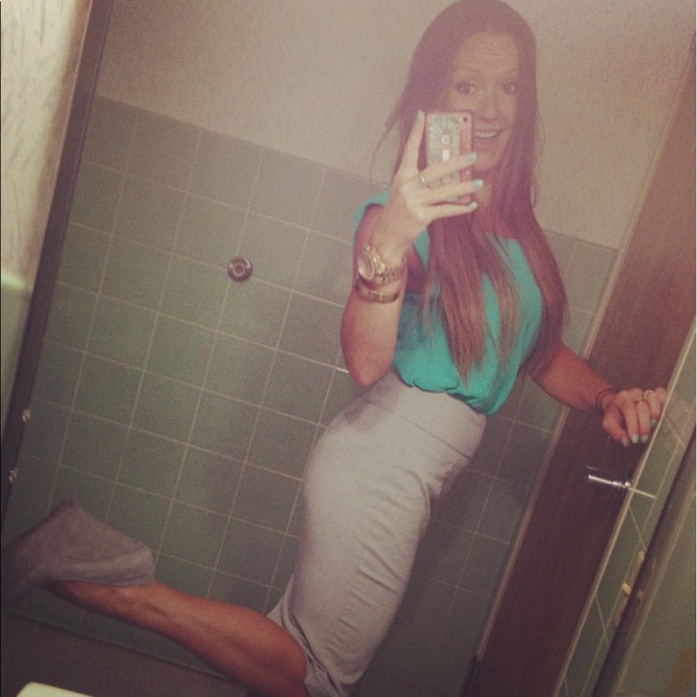 Gray Pencil Skirt